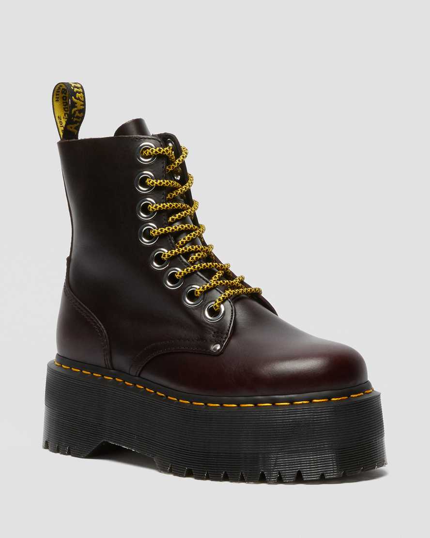 Dr. Martens Jadon Max Lær Platform Støvler Dame Burgunder [7395FJZKH]